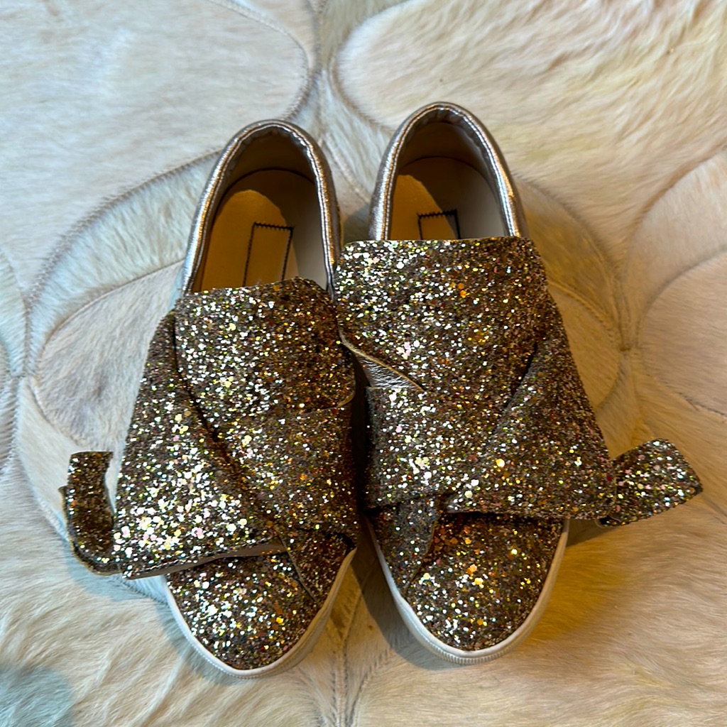 No 21 Gold Glitter Slip On With Platforms